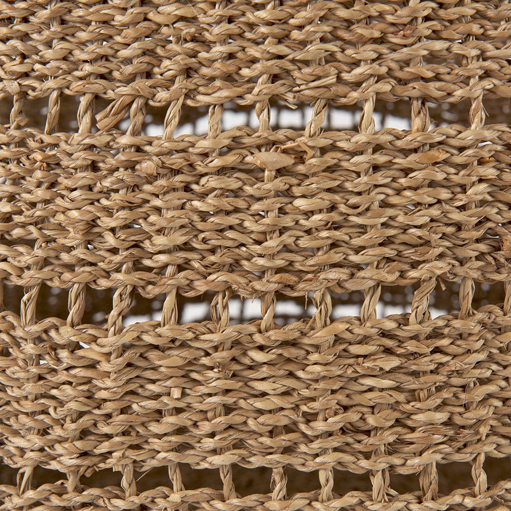 Mercana - Hayes 17.7L x 17.7W x 11.8H Medium Brown Seagrass Round Basket with Stripe Pattern (Set of 2) - 69589 view 5
