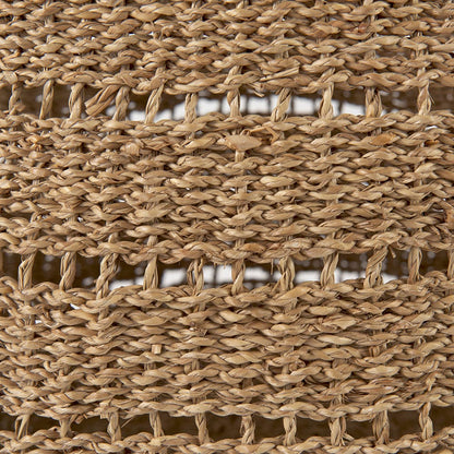 Mercana - Hayes 17.7L x 17.7W x 11.8H Medium Brown Seagrass Round Basket with Stripe Pattern (Set of 2) - 69589 view 5