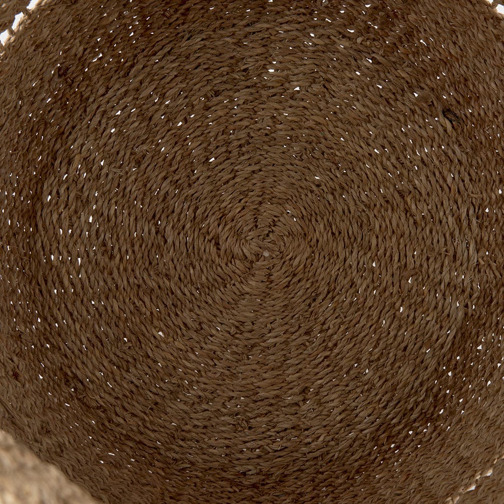 Mercana - Hayes 17.7L x 17.7W x 11.8H Medium Brown Seagrass Round Basket with Stripe Pattern (Set of 2) - 69589 view 6