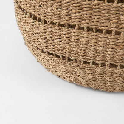 Mercana - Hayes 17.7L x 17.7W x 11.8H Medium Brown Seagrass Round Basket with Stripe Pattern (Set of 2) - 69589 view 7