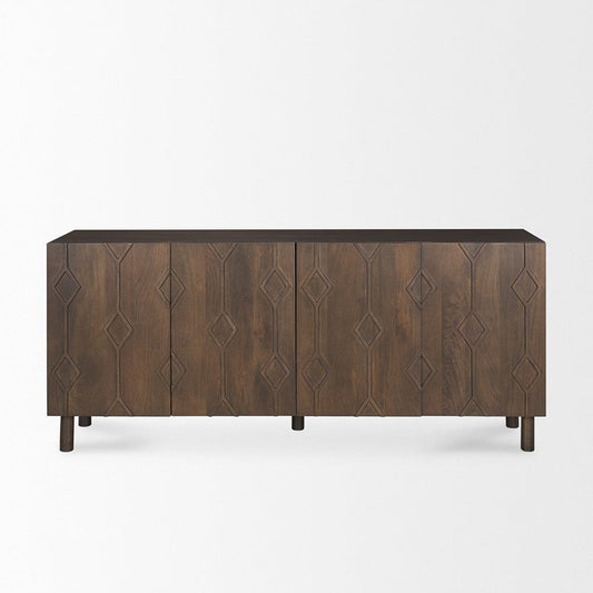 Mercana - Heera Dark Brown Diamond Motif w/ Shelf Sideboard - 70646 view 2
