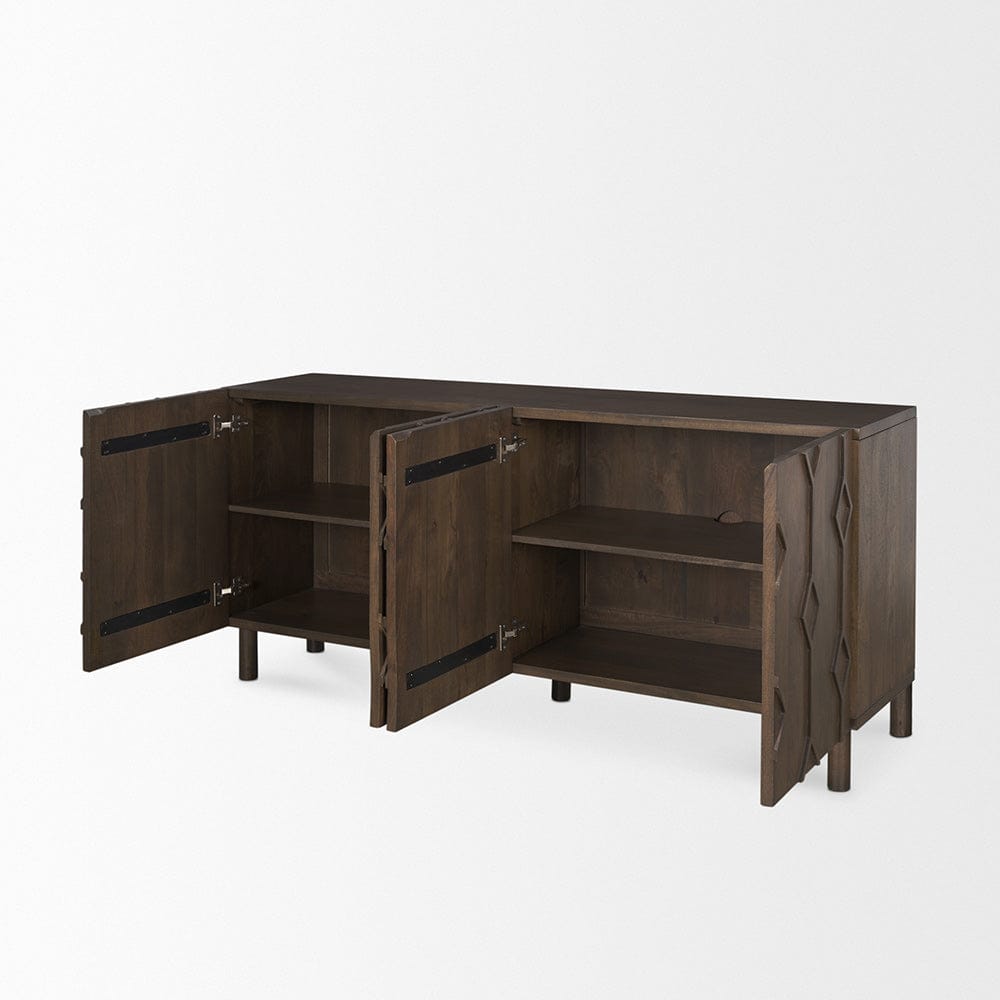 Mercana - Heera Dark Brown Diamond Motif w/ Shelf Sideboard - 70646 view 6