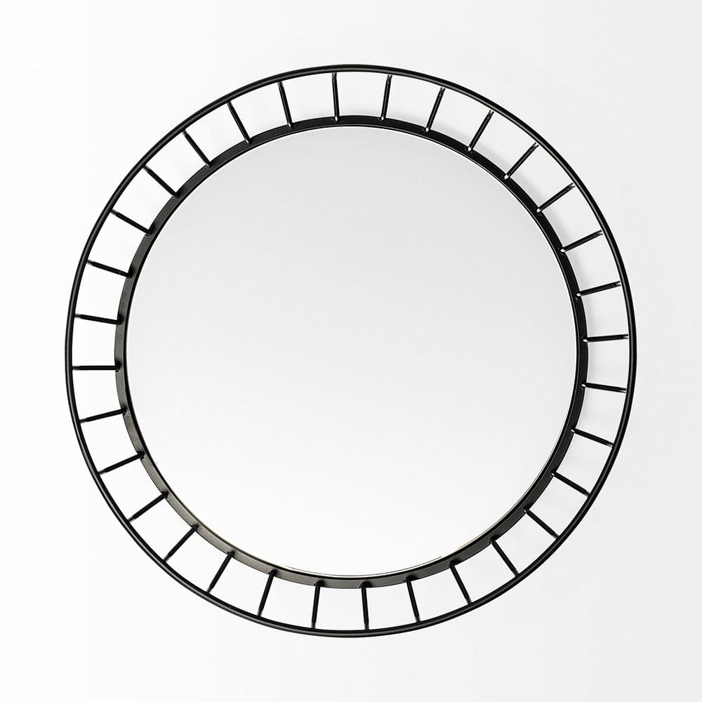 Mercana - Helena 20L x 20W Black Metal Mirrored Bottom Round Serving Tray - 68943 view 3