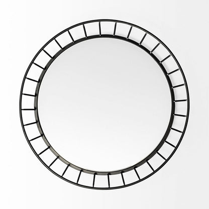 Mercana - Helena 20L x 20W Black Metal Mirrored Bottom Round Serving Tray - 68943 view 3