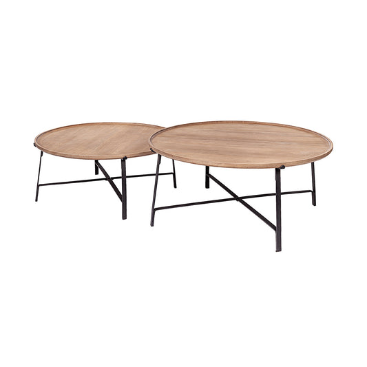Mercana - Helios Brown Solid Wood Top Black Metal Base Nesting Coffee Tables (Set of 2) - 69012 view 1