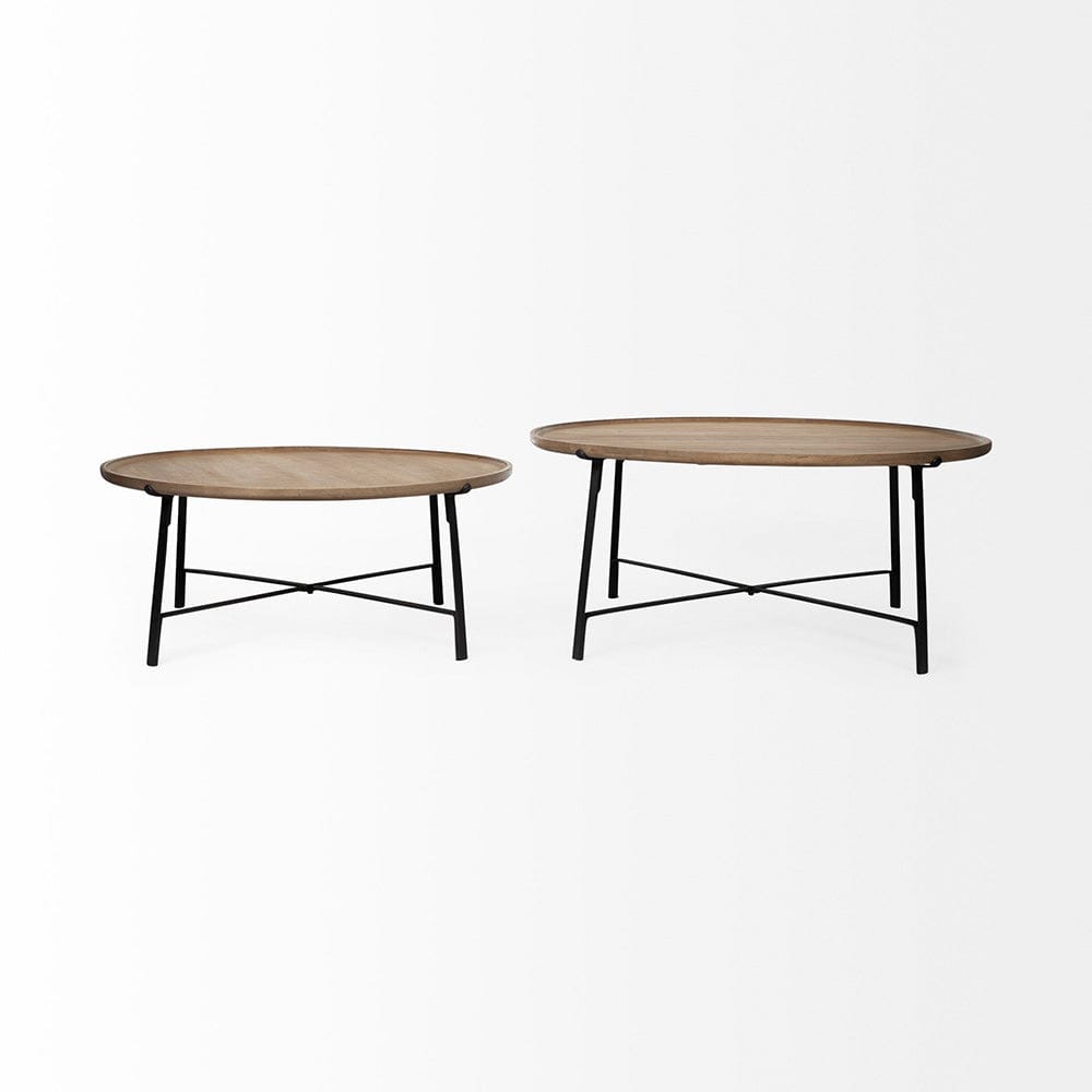 Mercana - Helios Brown Solid Wood Top Black Metal Base Nesting Coffee Tables (Set of 2) - 69012 view 3