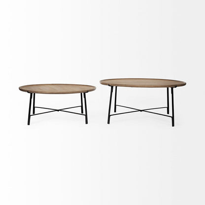 Mercana - Helios Brown Solid Wood Top Black Metal Base Nesting Coffee Tables (Set of 2) - 69012 view 3