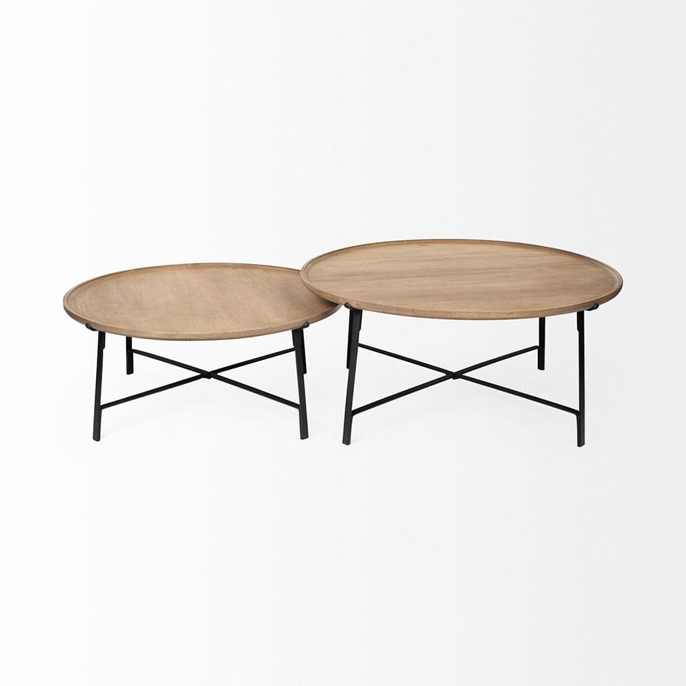 Mercana - Helios Brown Solid Wood Top Black Metal Base Nesting Coffee Tables (Set of 2) - 69012 view 4