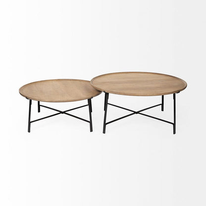 Mercana - Helios Brown Solid Wood Top Black Metal Base Nesting Coffee Tables (Set of 2) - 69012 view 4