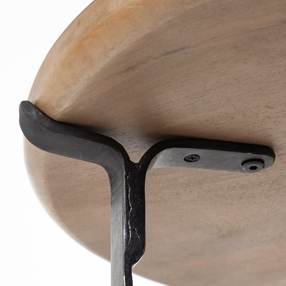 Mercana - Helios III 20L x 24H Set of Two Round Brown Solid Wood Iron Base Nesting End/Side Tables - 69014 view 10