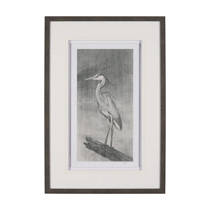 Mercana - Heron Sketch by Mercana Studio a Hand Embellished Framed Art Print Matted under Glass - 15751 view 1
