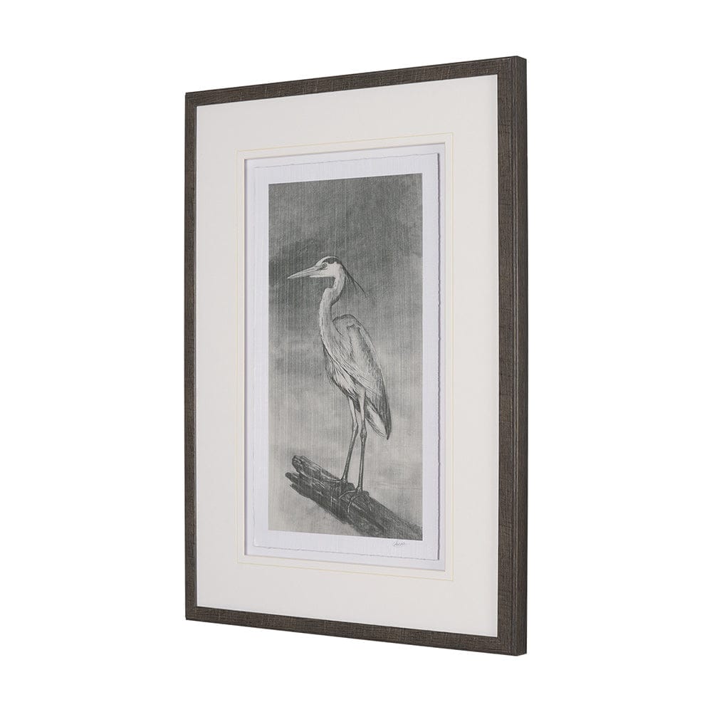 Mercana - Heron Sketch by Mercana Studio a Hand Embellished Framed Art Print Matted under Glass - 15751 view 2
