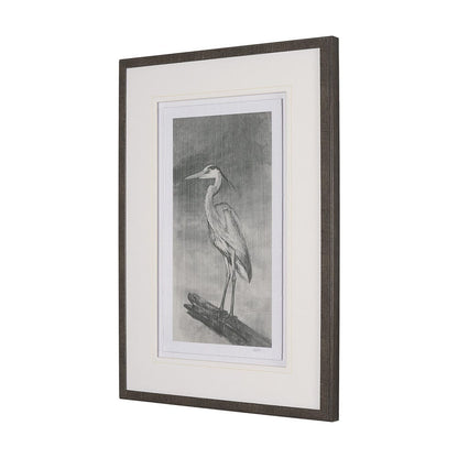 Mercana - Heron Sketch by Mercana Studio a Hand Embellished Framed Art Print Matted under Glass - 15751 view 2