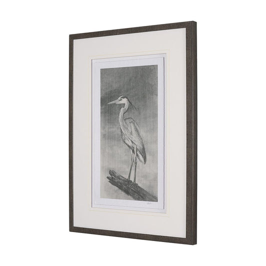 Mercana - Heron Sketch by Mercana Studio a Hand Embellished Framed Art Print Matted under Glass - 15751 view 2