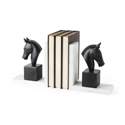 Mercana - Hidalgo 14L x 3W Black Majestic Horse Bookends (Set of 2) - 68931 view 1