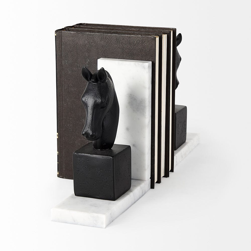 Mercana - Hidalgo 14L x 3W Black Majestic Horse Bookends (Set of 2) - 68931 view 2