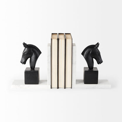 Mercana - Hidalgo 14L x 3W Black Majestic Horse Bookends (Set of 2) - 68931 view 4