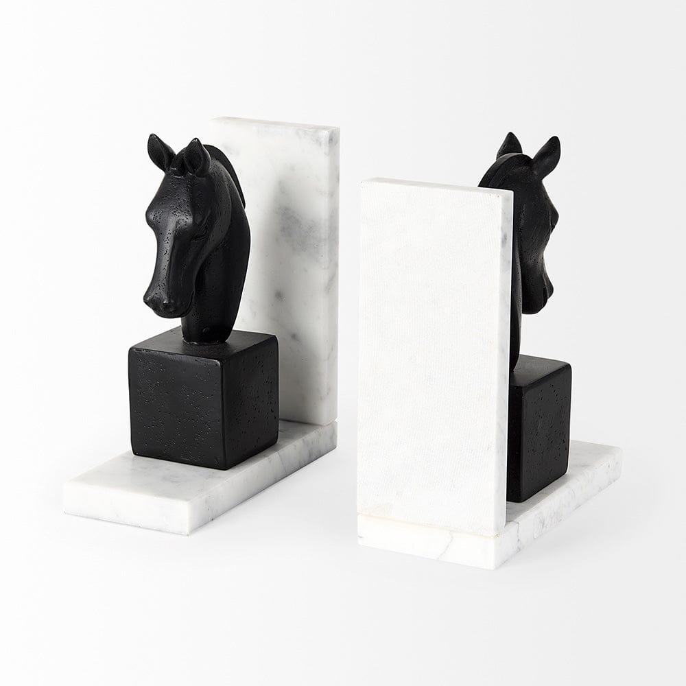 Mercana - Hidalgo 14L x 3W Black Majestic Horse Bookends (Set of 2) - 68931 view 5