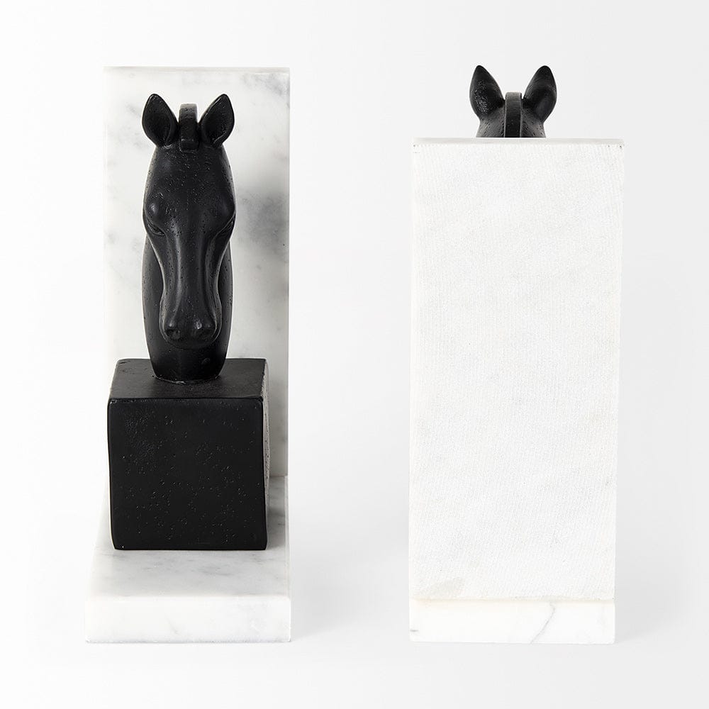 Mercana - Hidalgo 14L x 3W Black Majestic Horse Bookends (Set of 2) - 68931 view 6