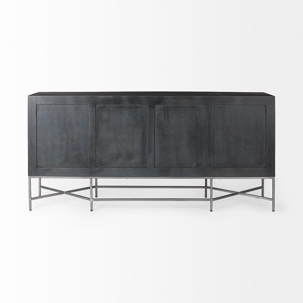 Mercana - Hogarth I 72x15 Two-Tone Brown Solid Wood Base Silver Frame 4 Cabinet Sideboard - 50431_CLOSEOUT view 5
