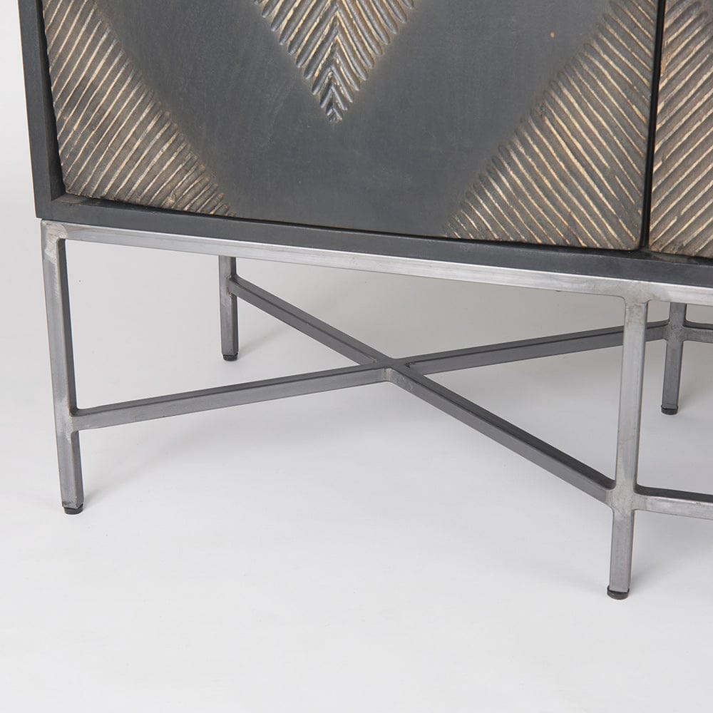 Mercana - Hogarth I 72x15 Two-Tone Brown Solid Wood Base Silver Frame 4 Cabinet Sideboard - 50431_CLOSEOUT view 9