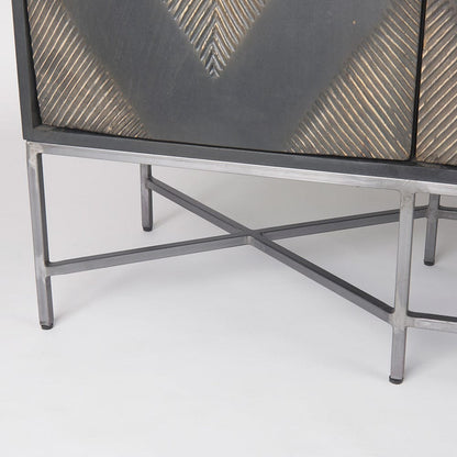 Mercana - Hogarth I 72x15 Two-Tone Brown Solid Wood Base Silver Frame 4 Cabinet Sideboard - 50431_CLOSEOUT view 9
