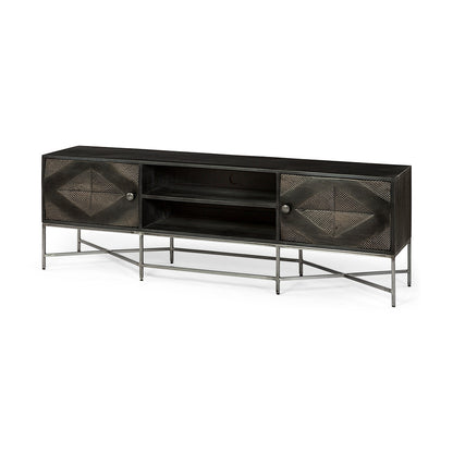 Mercana - Hogarth I Dark Brown Solid Wood TV Stand Media Console with Storage, TV up to 81" - 67741 view 1
