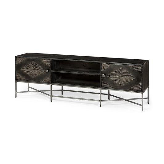 Mercana - Hogarth I Dark Brown Solid Wood TV Stand Media Console with Storage, TV up to 81" - 67741 view 1
