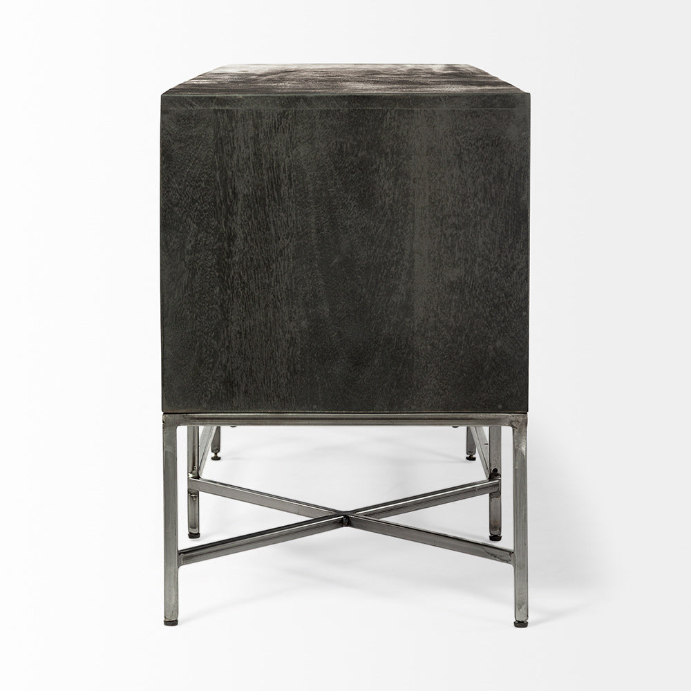 Mercana - Hogarth I Dark Brown Solid Wood TV Stand Media Console with Storage, TV up to 81" - 67741 view 2