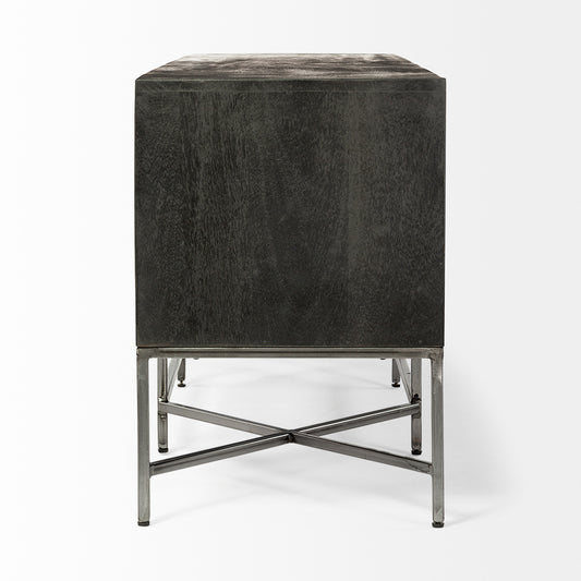 Mercana - Hogarth I Dark Brown Solid Wood TV Stand Media Console with Storage, TV up to 81" - 67741 view 2