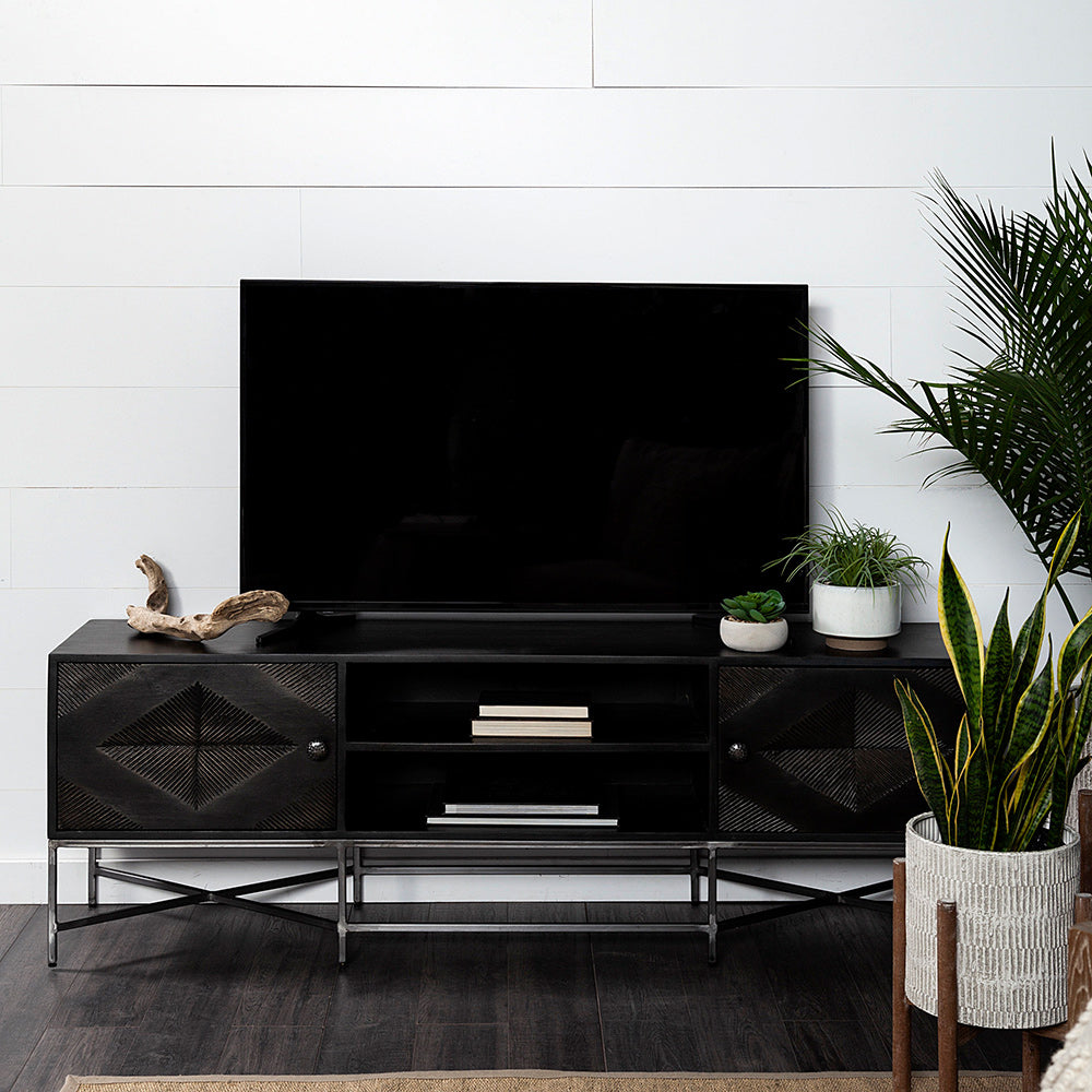 Mercana - Hogarth I Dark Brown Solid Wood TV Stand Media Console with Storage, TV up to 81" - 67741 view 11