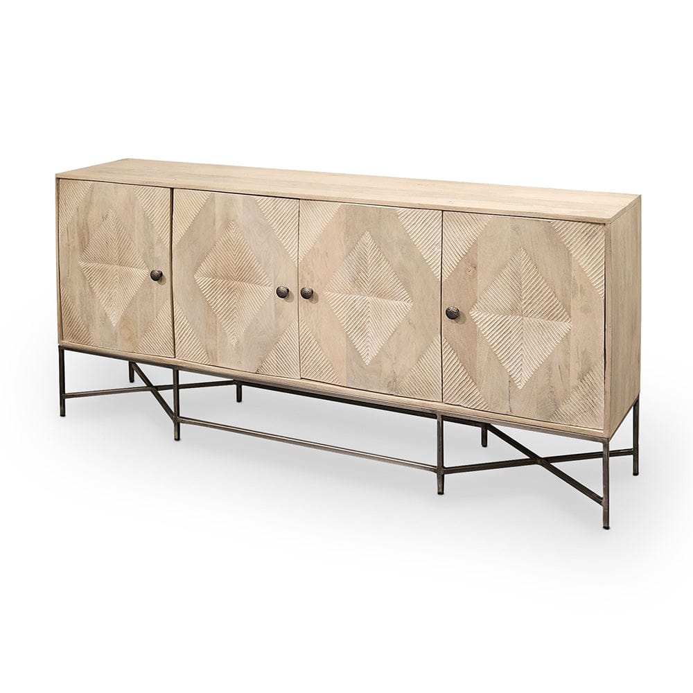 Mercana - Hogarth III 72L x 15W x 34H Brown Solid Wood Frame Gold Metal Base 4 Cabinet Door Sideboard - 68515 view 1