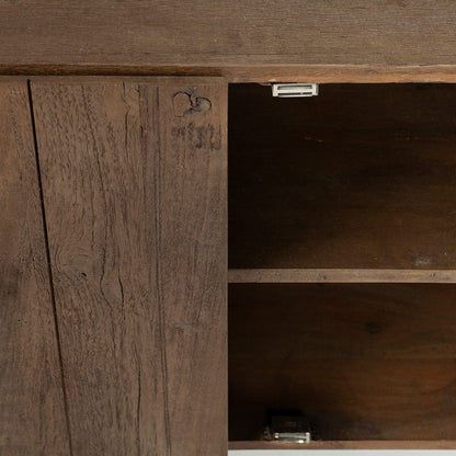 Mercana - Hollingworth 72x18 Brown Solid Wood Frame Nickel Metal Base 4 Cabinet Door Sideboard - 67859 view 2