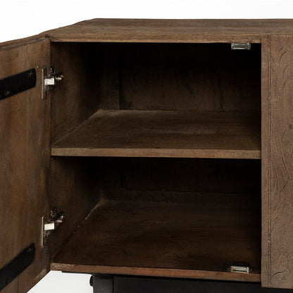 Mercana - Hollingworth 72x18 Brown Solid Wood Frame Nickel Metal Base 4 Cabinet Door Sideboard - 67859 view 3