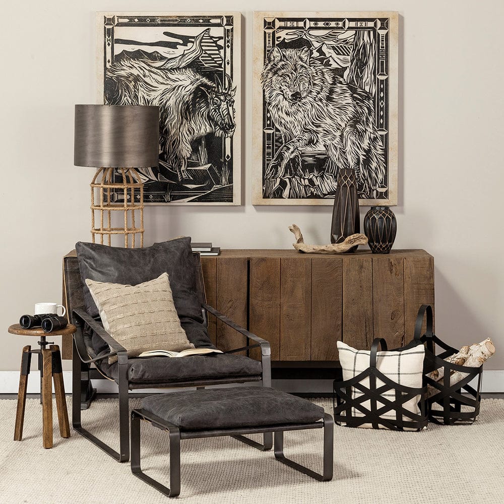 Mercana - Hollingworth 72x18 Brown Solid Wood Frame Nickel Metal Base 4 Cabinet Door Sideboard - 67859 view 9