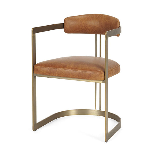 Mercana - Hollyfield I Brown Leather Seat Gold Iron Frame Dining Chair - 50413 view 1