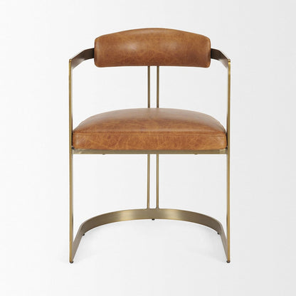 Mercana - Hollyfield I Brown Leather Seat Gold Iron Frame Dining Chair - 50413 view 2