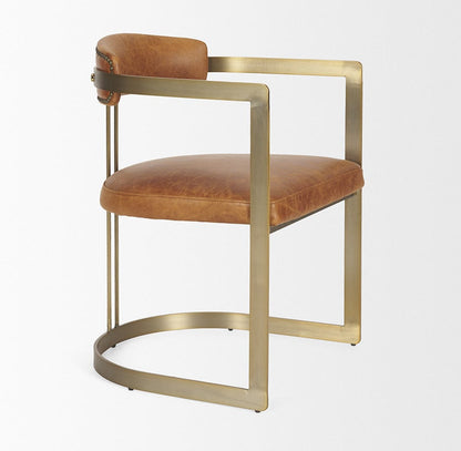 Mercana - Hollyfield I Brown Leather Seat Gold Iron Frame Dining Chair - 50413 view 7