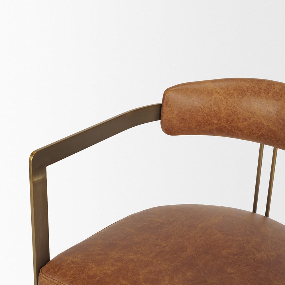 Mercana - Hollyfield I Brown Leather Seat Gold Iron Frame Dining Chair - 50413 view 8