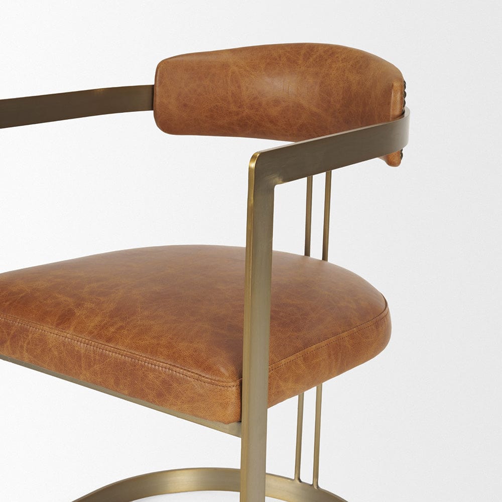 Mercana - Hollyfield I Brown Leather Seat Gold Iron Frame Dining Chair - 50413 view 10