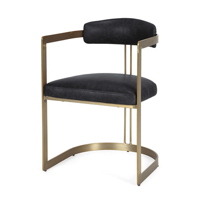 Mercana - Hollyfield II Black Leather Seat Gold Iron Frame Dining Chair - 50414 view 1
