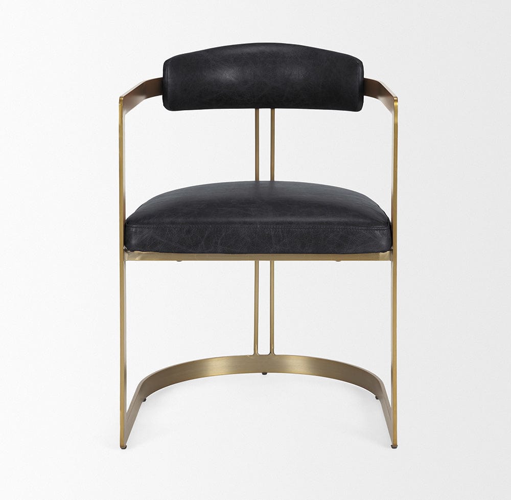 Mercana - Hollyfield II Black Leather Seat Gold Iron Frame Dining Chair - 50414 view 2