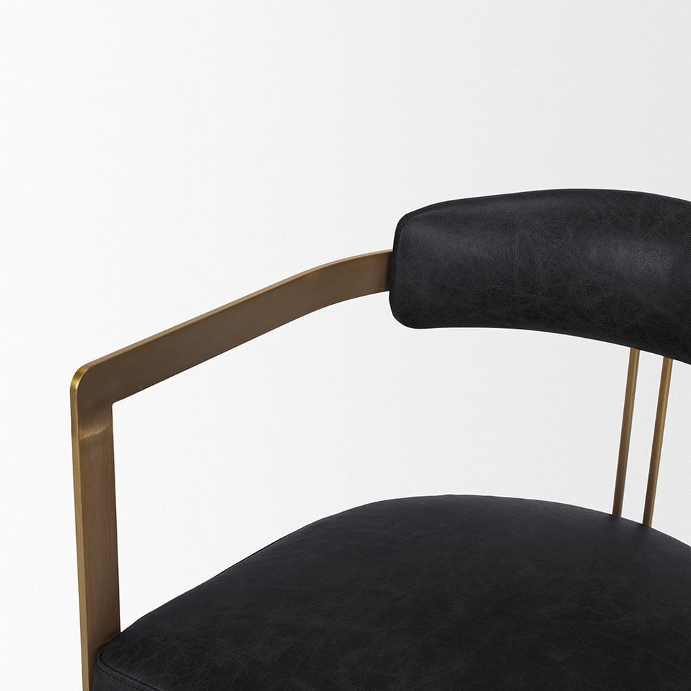 Mercana - Hollyfield II Black Leather Seat Gold Iron Frame Dining Chair - 50414 view 5