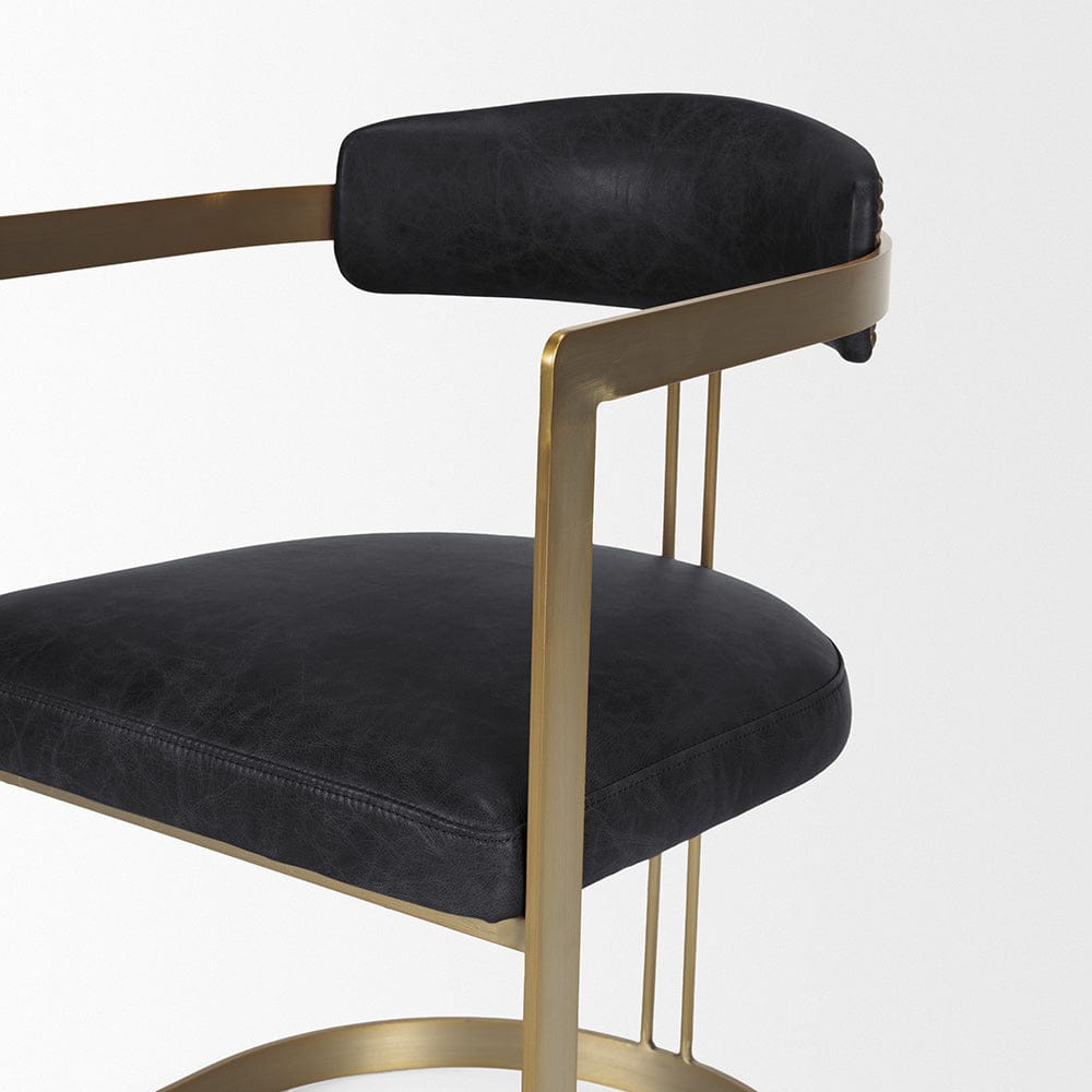Mercana - Hollyfield II Black Leather Seat Gold Iron Frame Dining Chair - 50414 view 6