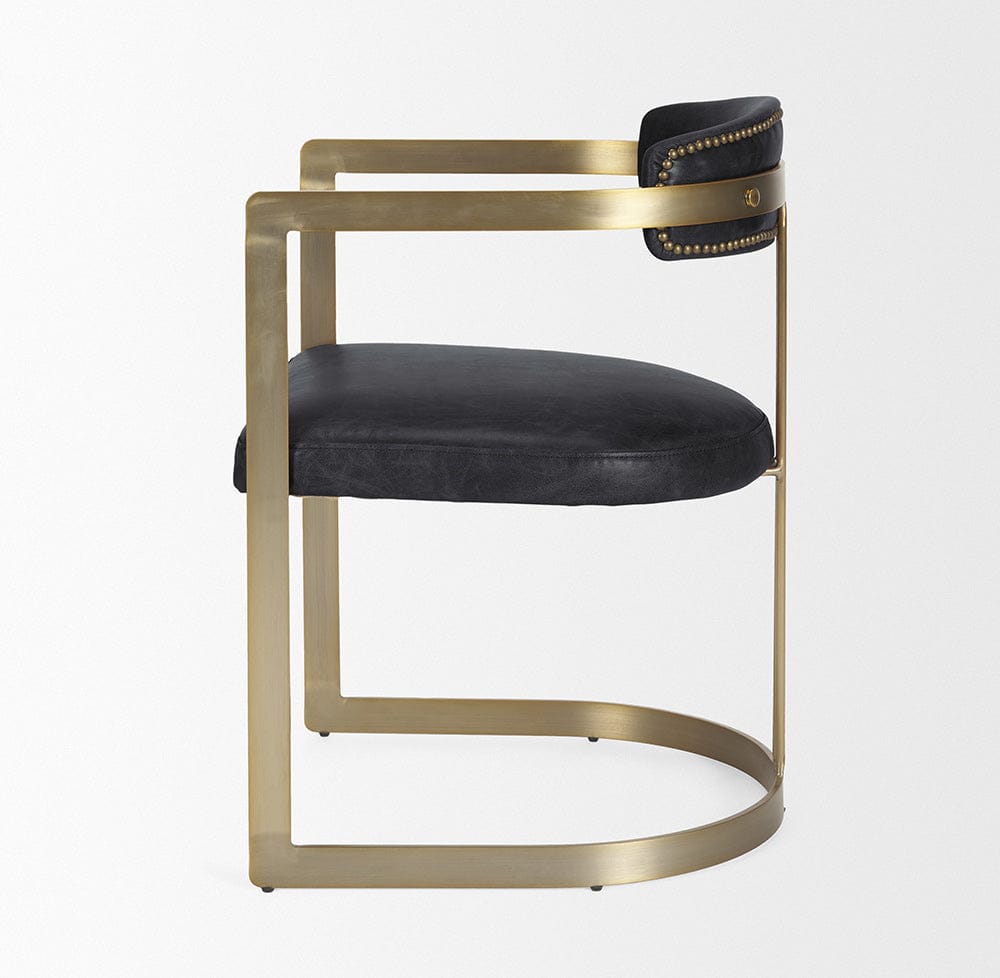 Mercana - Hollyfield II Black Leather Seat Gold Iron Frame Dining Chair - 50414 view 10