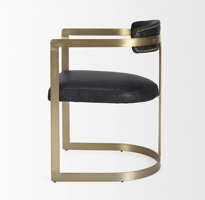 Mercana - Hollyfield II Black Leather Seat Gold Iron Frame Dining Chair - 50414 view 10