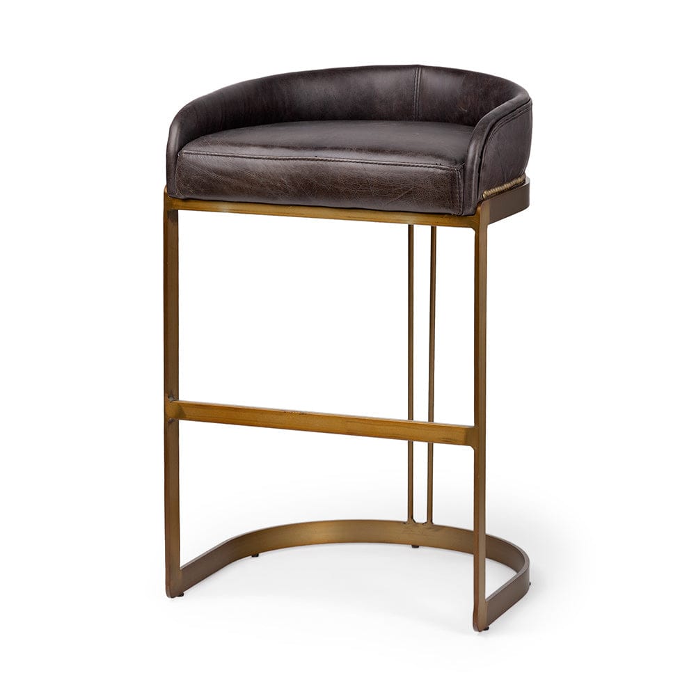 Mercana - Hollyfield II Black Leather Seat Gold Metal Base Bar Stool - 67080 view 1