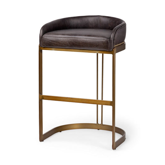 Mercana - Hollyfield II Black Leather Seat Gold Metal Base Bar Stool - 67080 view 1