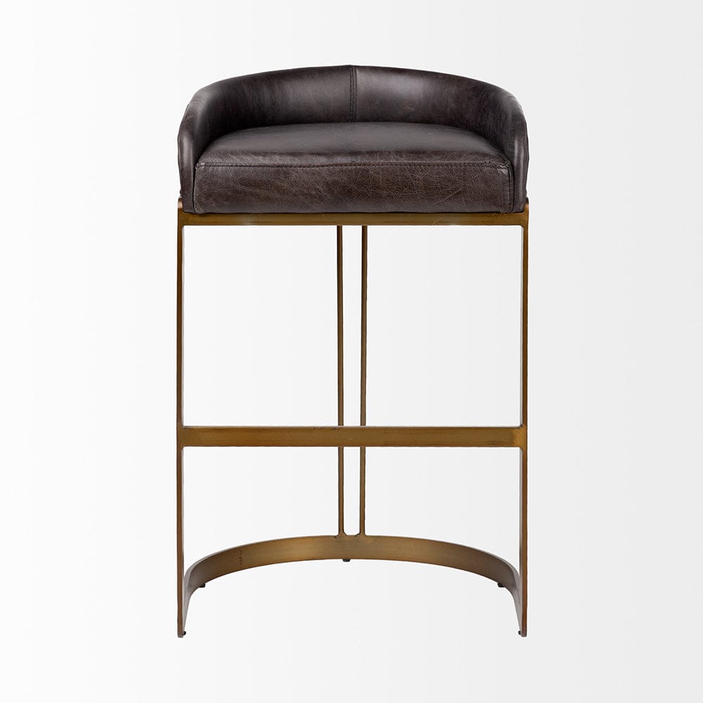 Mercana - Hollyfield II Black Leather Seat Gold Metal Base Bar Stool - 67080 view 2