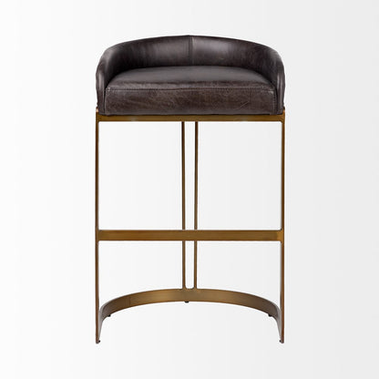 Mercana - Hollyfield II Black Leather Seat Gold Metal Base Bar Stool - 67080 view 2